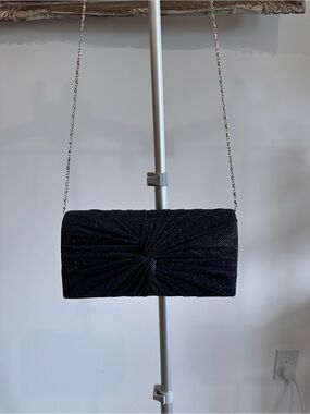 Black Sparkle Evening Clutch with Chain Strap